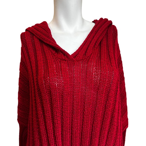 Ivan Grundhal Copenhagen Red knit Sweater with Hood sz S EUC - Picture 2 of 7